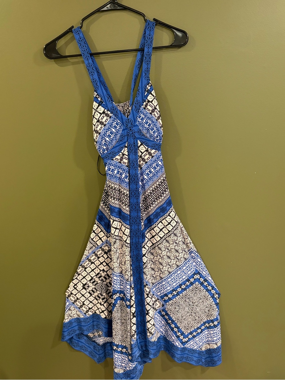 INC International Concepts Blue & White Printed Mini Sundress